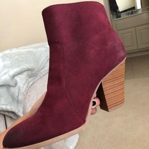 Maroon suede booties